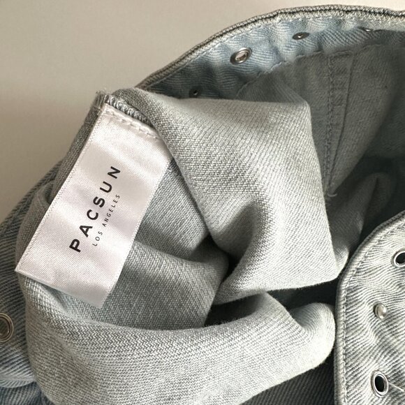 Women's Pacsun Size 27 Light Blue Distressed Zipper Down Denim Jean Skirt - Picture 5 of 7